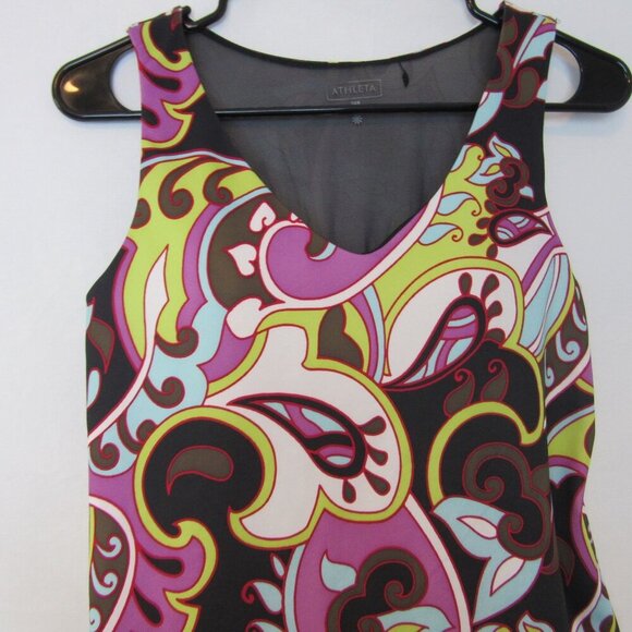 Athleta Tankini Racerback Multicolor Paisley Swim Small 34B Built in Bra Padded - Picture 2 of 6